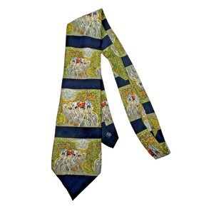 Guy Buffet Men's Neck Tie a Sharp Curve 1986 Cyclist Bike 100% Silk Italy